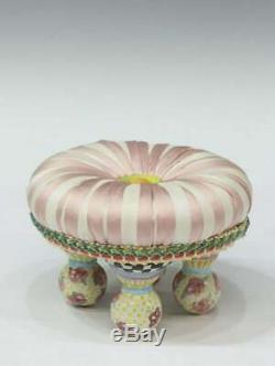 MacKenzie-Childs Miniature Tuffet Ottoman Ceramic Legs Courtly Check Doll House