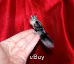 Maine Coon Cat OOAK 112 realistic dollhouse miniature Handmade handsculpted pet