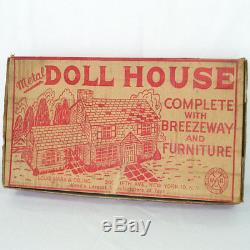 Marx 1953 Tin Litho Dollhouse Breezeway, Furniture, Original Box