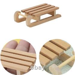 Mini Miniature Sledge Handmade 1/12 Wooden ModelSnow Sled Doll House Accessories