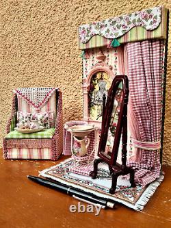 Miniature 1/12 Bed Bedroom Set Victorian Furniture Dollhouse Unique OOAK