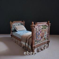 Miniature 1/12 Herbillon French Louis XV Single Bed XVIII Century Dollshouse