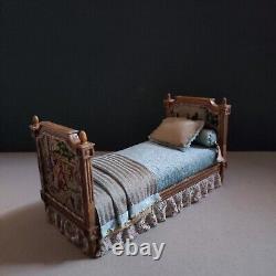 Miniature 1/12 Herbillon French Louis XV Single Bed XVIII Century Dollshouse