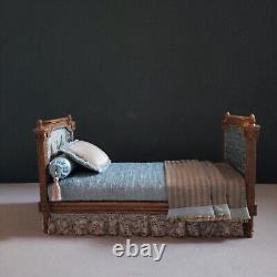 Miniature 1/12 Herbillon French Louis XV Single Bed XVIII Century Dollshouse