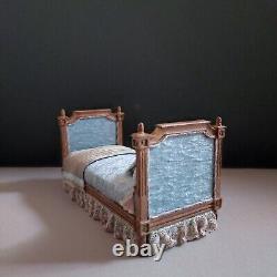 Miniature 1/12 Herbillon French Louis XV Single Bed XVIII Century Dollshouse