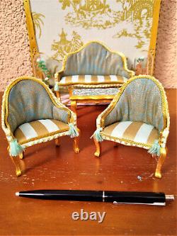 Miniature 1/12 Living Room Rokoko Chinoiserie Louis XVI Dollhouse Unique OOAK