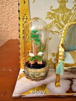 Miniature 1/12 Living Room Rokoko Chinoiserie Louis XVI Dollhouse Unique OOAK