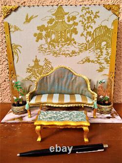 Miniature 1/12 Living Room Rokoko Chinoiserie Louis XVI Dollhouse Unique OOAK