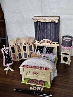 Miniature 1/12 Scale Bedroom Country House Style Furniture Dollhouse Unique OOAK