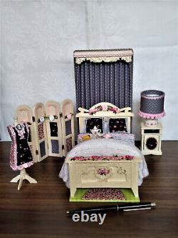 Miniature 1/12 Scale Bedroom Country House Style Furniture Dollhouse Unique OOAK