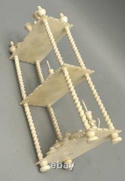 Miniature Antique Dollhouse Hand Carved Turned Etagere Shelves 23 Accessories