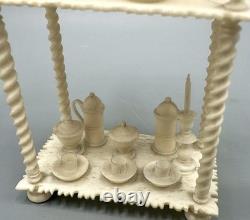 Miniature Antique Dollhouse Hand Carved Turned Etagere Shelves 23 Accessories