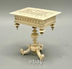 Miniature Antique Dollhouse Library Work Table Hand Carved Filigree Love Birds