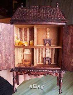 Miniature Artisan Hand Made Dollhouse for 112 Doll Amber Carved Bathroom WOW