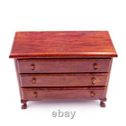 Miniature Chest of Drawers Doll House Mahogany Wood Queen Anne Style Leg Vintage