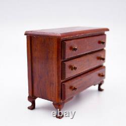 Miniature Chest of Drawers Doll House Mahogany Wood Queen Anne Style Leg Vintage