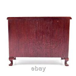 Miniature Chest of Drawers Doll House Mahogany Wood Queen Anne Style Leg Vintage