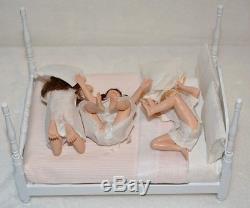 Miniature Doll Girl Dollhouse 112 Artist Susan Scogin Pillow Fight Set of 3 Bed