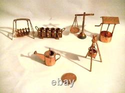 Miniature Doll House Copper Accessories Wishing Well Champagne Cart Watering Can