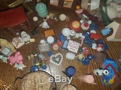 Miniature Doll House LOT Over 100 Items, Furniture, Dolls, Bathroom, Kitchen, Misc