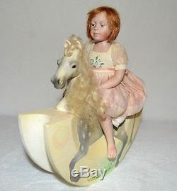 Miniature Doll Porcelain Girl 7 3/4 Dollhouse Horse Jane Davies Artist 8 of 10