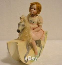 Miniature Doll Porcelain Girl 7 3/4 Dollhouse Horse Jane Davies Artist 8 of 10