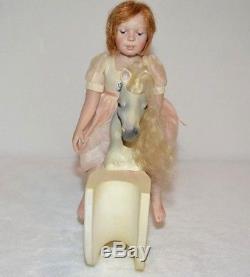 Miniature Doll Porcelain Girl 7 3/4 Dollhouse Horse Jane Davies Artist 8 of 10