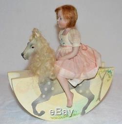 Miniature Doll Porcelain Girl 7 3/4 Dollhouse Horse Jane Davies Artist 8 of 10