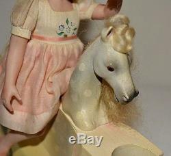 Miniature Doll Porcelain Girl 7 3/4 Dollhouse Horse Jane Davies Artist 8 of 10