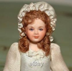Miniature Doll Porcelain Girl Dollhouse 112 Child Artist Made Joan Durigg