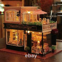 Miniature Dollhouse Furniture Coffee & Cake Shop Light & Music Doll House
