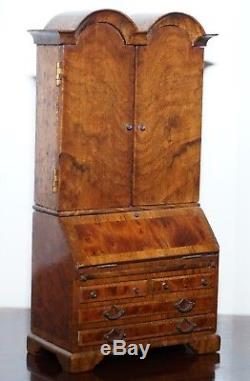 Miniature Dolls House Asprey 1890 London Burr Walnut George II Bureau Bookcase