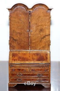 Miniature Dolls House Asprey 1890 London Burr Walnut George II Bureau Bookcase