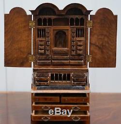 Miniature Dolls House Asprey 1890 London Burr Walnut George II Bureau Bookcase