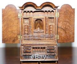 Miniature Dolls House Asprey 1890 London Burr Walnut George II Bureau Bookcase