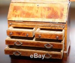 Miniature Dolls House Asprey 1890 London Burr Walnut George II Bureau Bookcase