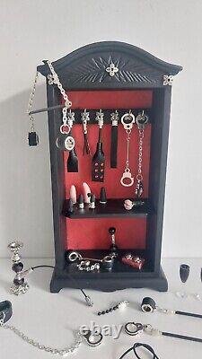 Miniature Dolls House Leather Wood Adult Bondage Cabinet And Toys In 112 scale