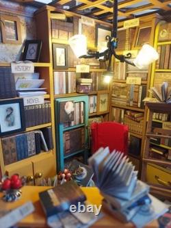 Miniature Dolls House Sam's Study Library Room fully assembled and built Diorama