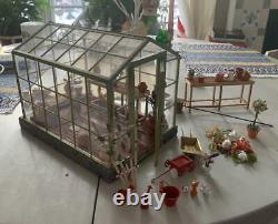 Miniature Greenhouse Antique Dollhouse Garden Germany Flowers Tools