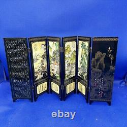 Miniature Japanese Painted Wood Table Screen Dolls House Table
