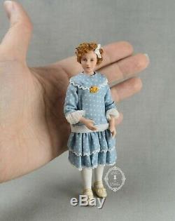 Miniature Porcelain Dollhouse Doll in 112 Scale-1920s Little Girl