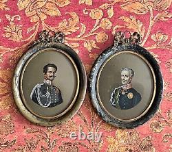 Miniature Portrait Reverse Print on Glass Dolls House Size King of Sardinia