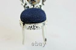 Miniature Silver Dolls House Chair Vintage Enamel Girl Back