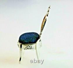 Miniature Silver Dolls House Chair Vintage Enamel Girl Back