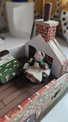 Miniature Small Folk Art Scratch Built Dolls House Cottage Mouse Vintage