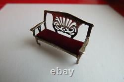 Miniature Solid Silver 925 Sofa Doll House Posh Furniture