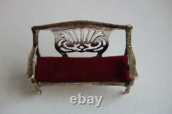 Miniature Solid Silver 925 Sofa Doll House Posh Furniture