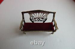 Miniature Solid Silver 925 Sofa Doll House Posh Furniture