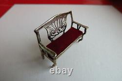 Miniature Solid Silver 925 Sofa Doll House Posh Furniture