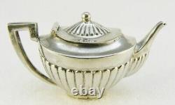 Miniature Sterling Silver Tea Set & Tray 5 Pce Dolls House Antique John Rose 1/6